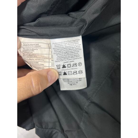 Eddie Bauer Puffer Coat Small Black Goose Down Faux Fur Lined Hood Long Length - Picture 7 of 16